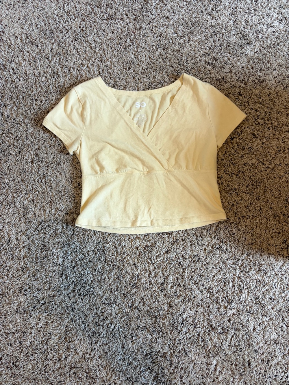 SO Pale Yellow Wrap Crop Top